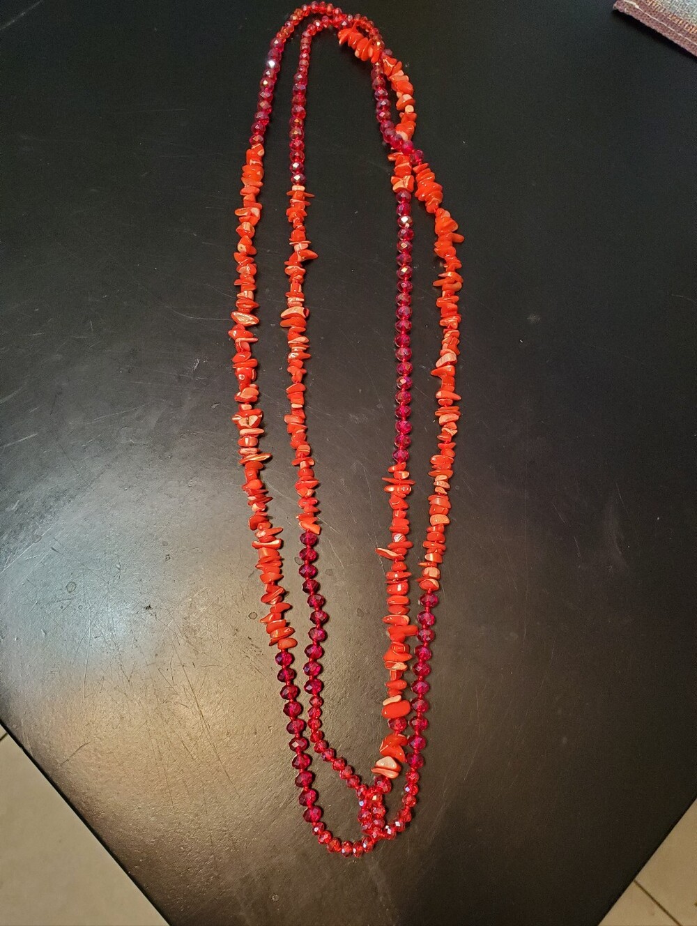 Bold Orange And Red Beaded Double Layered Necklace Women‎ Jewelry